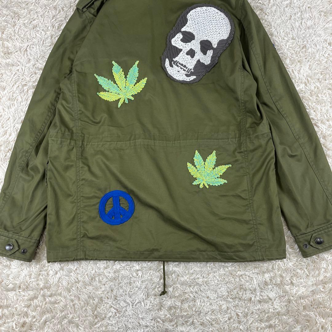 ルシアンペラフィネ スカルワッペン フード付き ミリタリージャケット コート L