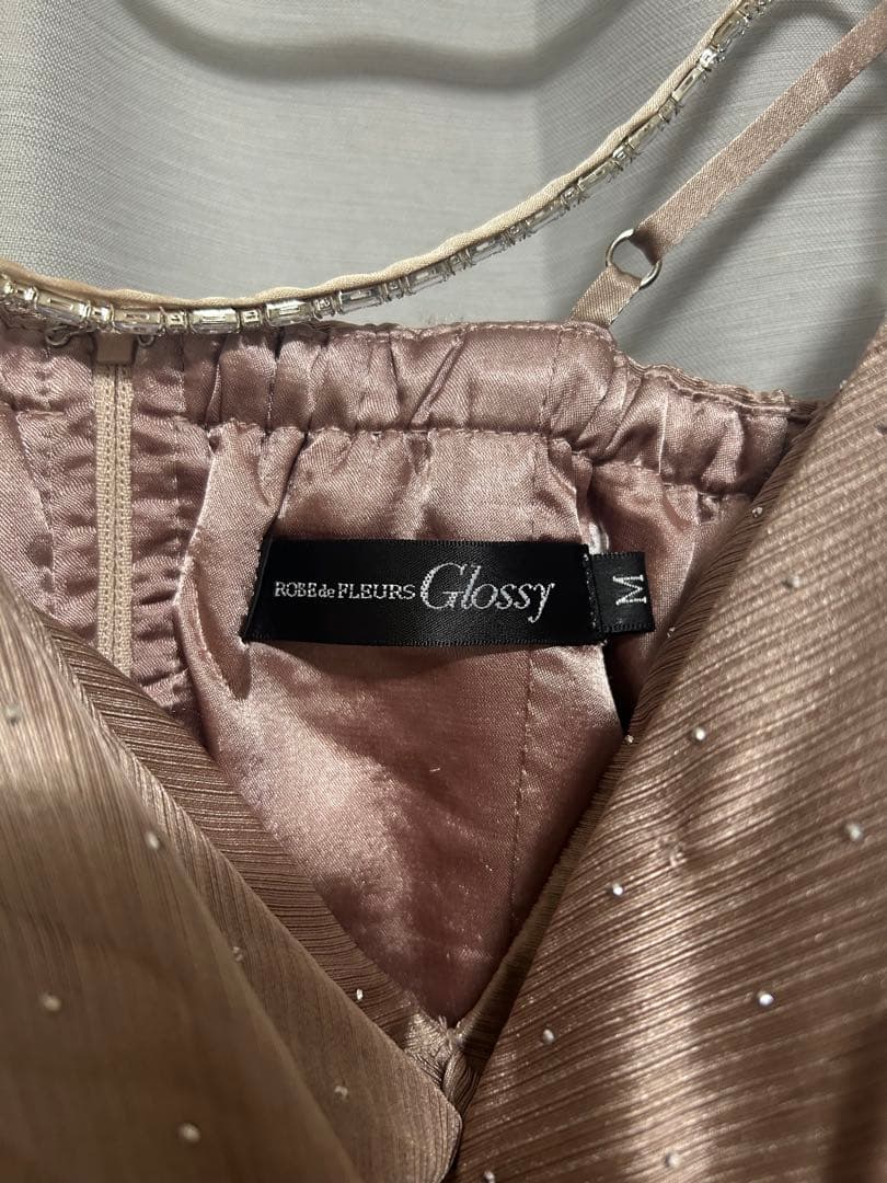 Glossy サテン ドレープデザイン ドレス M