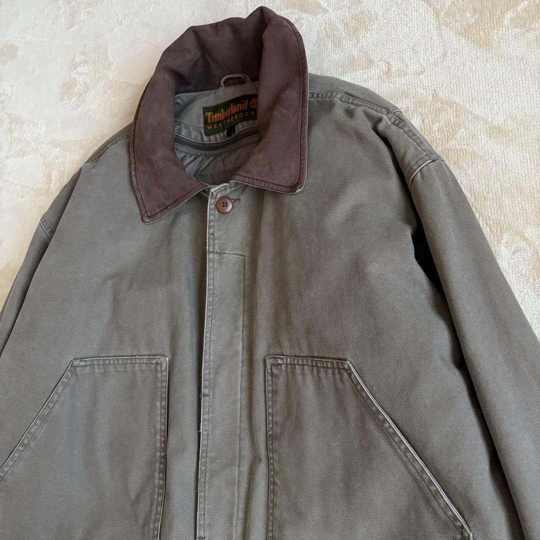 美品✨90s ティンバーランド ハンティングジャケット 襟レザー中綿ライナー 付