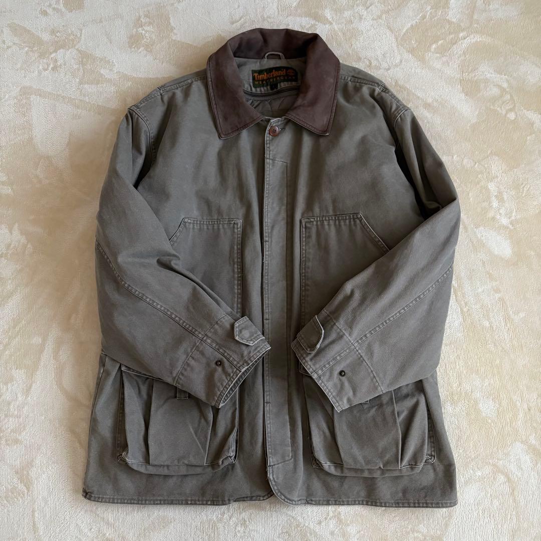 美品✨90s ティンバーランド ハンティングジャケット 襟レザー中綿ライナー 付