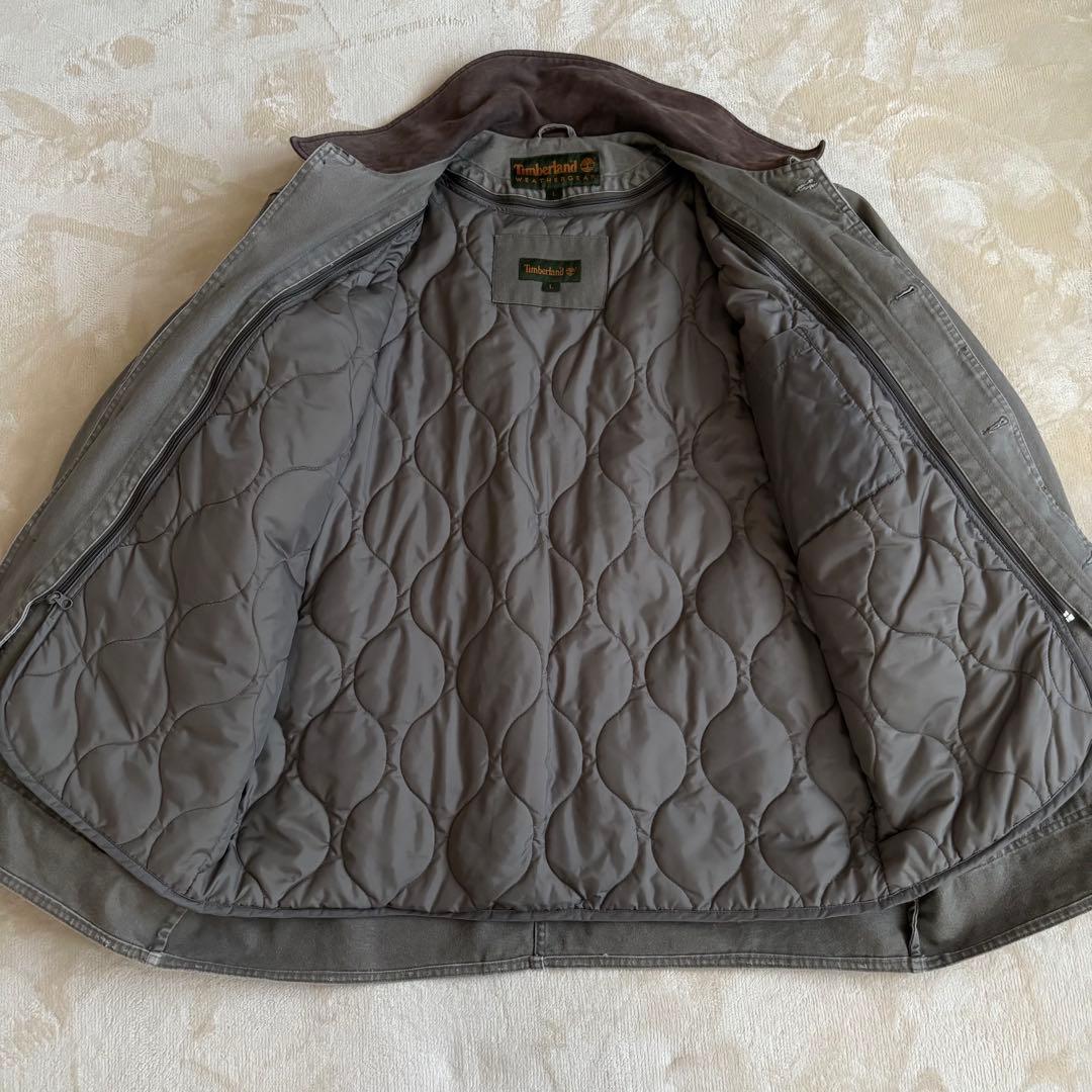 美品✨90s ティンバーランド ハンティングジャケット 襟レザー中綿ライナー 付