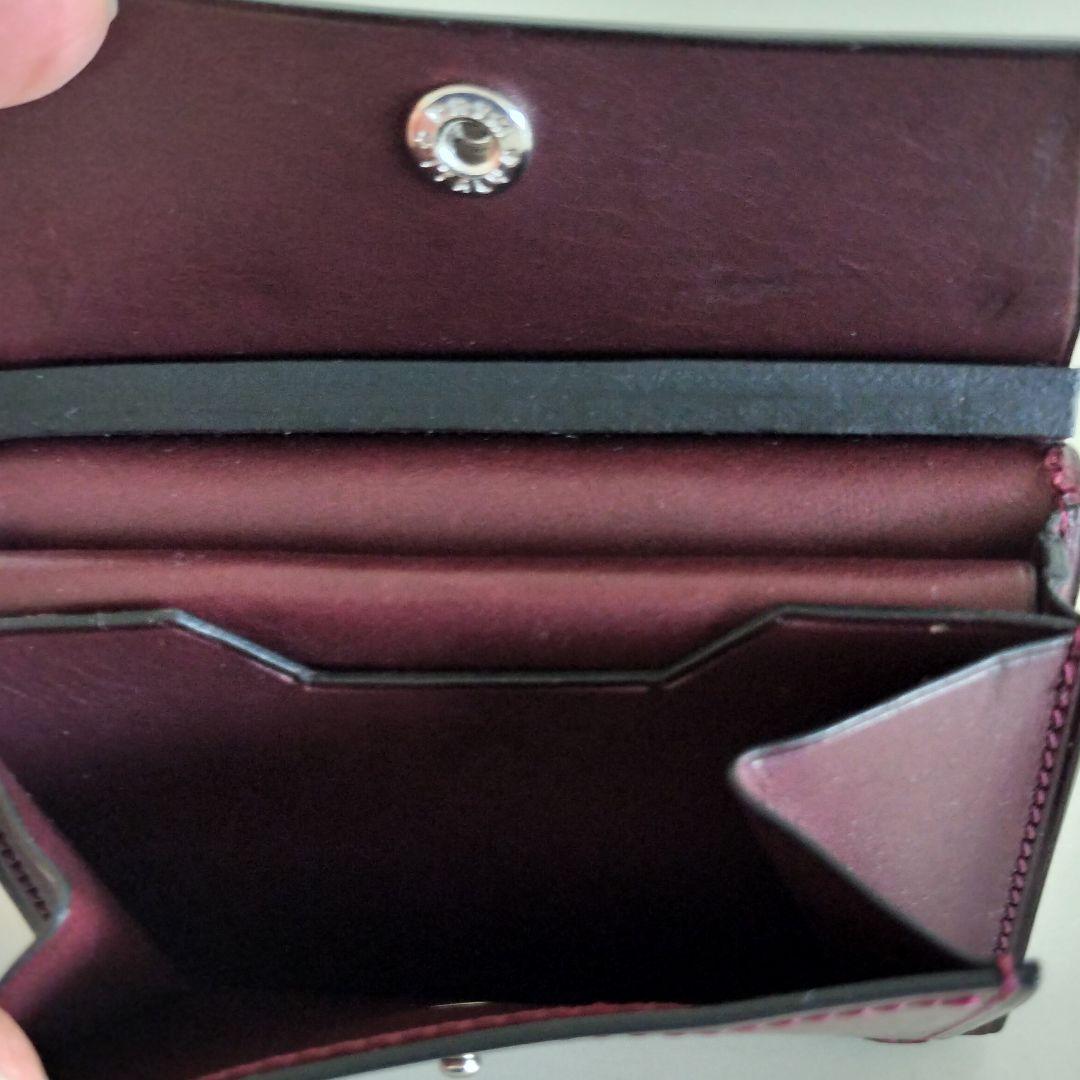 万双 定価17600円 厚コバ コンパクト財布 レザー ウォレット