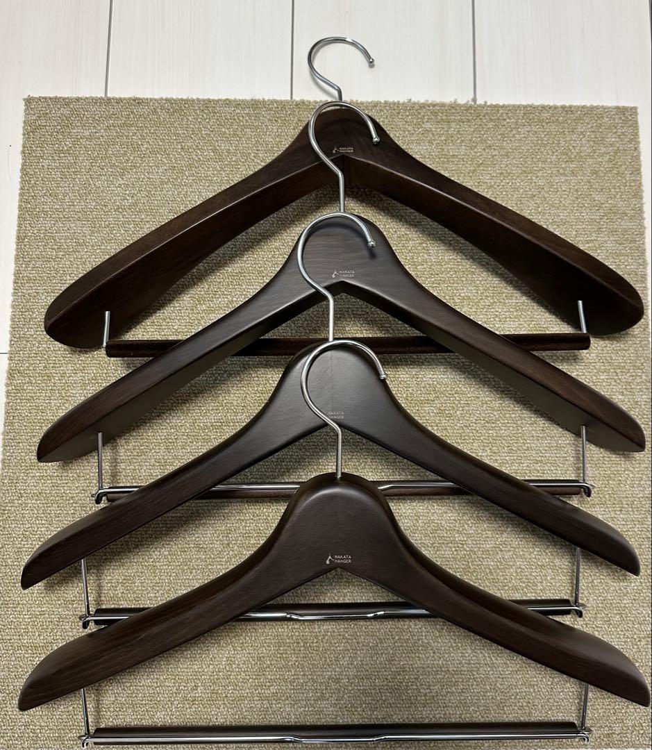 木製スーツハンガー 4本セット ダークブラウン　ナカタハンガー