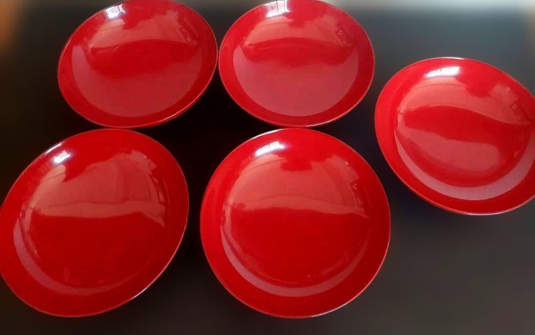 未使用品✨【塗り】蓋付き　汁物椀　雑煮　和柄　童子　5客　箱なし