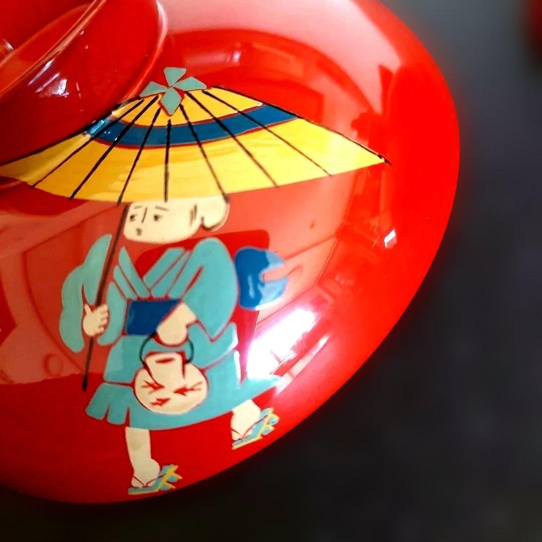 未使用品✨【塗り】蓋付き　汁物椀　雑煮　和柄　童子　5客　箱なし