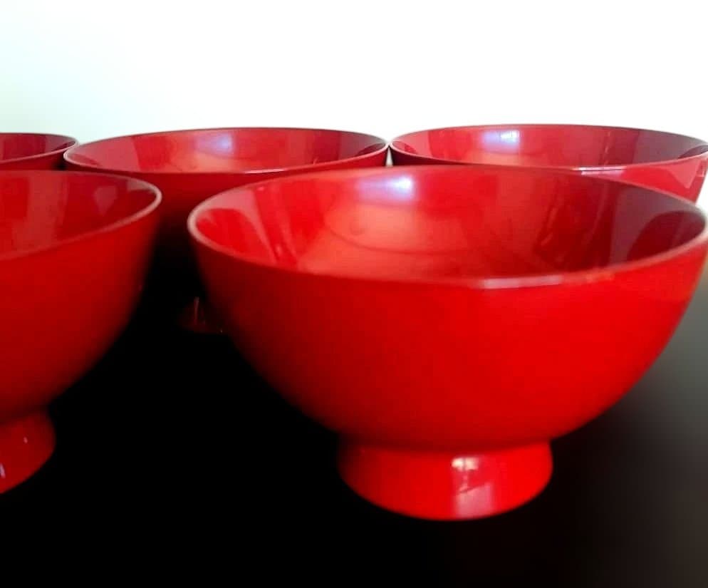 未使用品✨【塗り】蓋付き　汁物椀　雑煮　和柄　童子　5客　箱なし