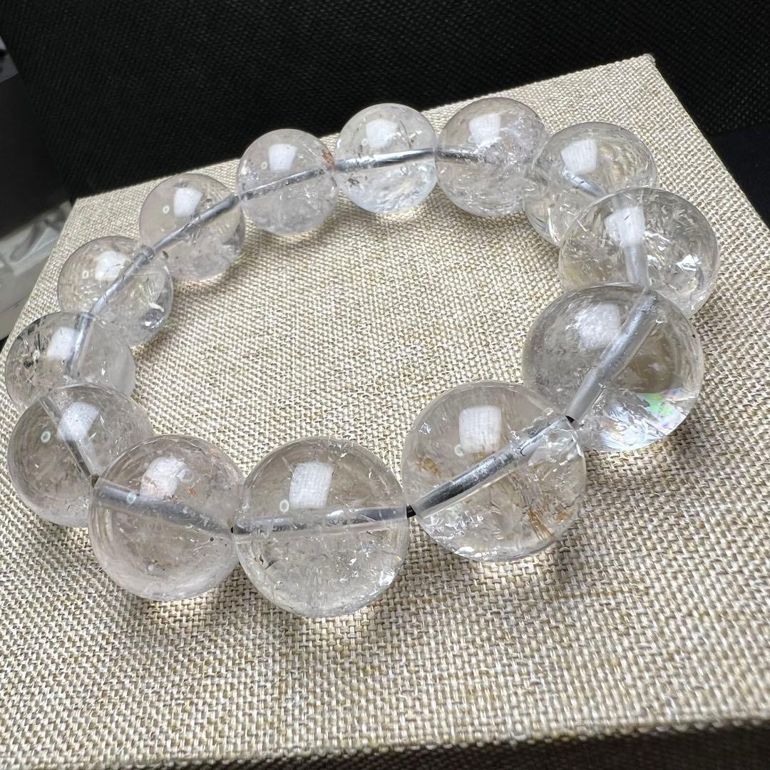 【711012】虹入り 大玉 ハーキマーダイヤモンド 17.7mm ブレスレット