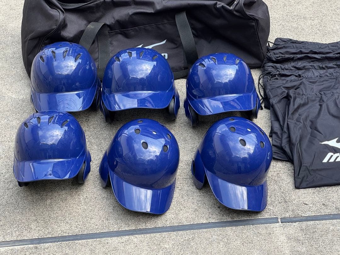 ミズノ　軟式用ヘルメット 6個とキャリーバックセット