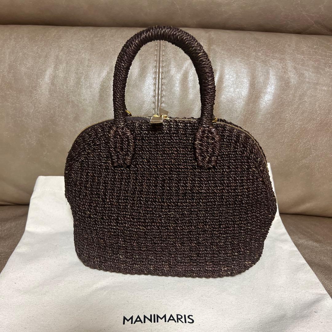Manimaris アバカボストン mini チョコ　かごバッグ