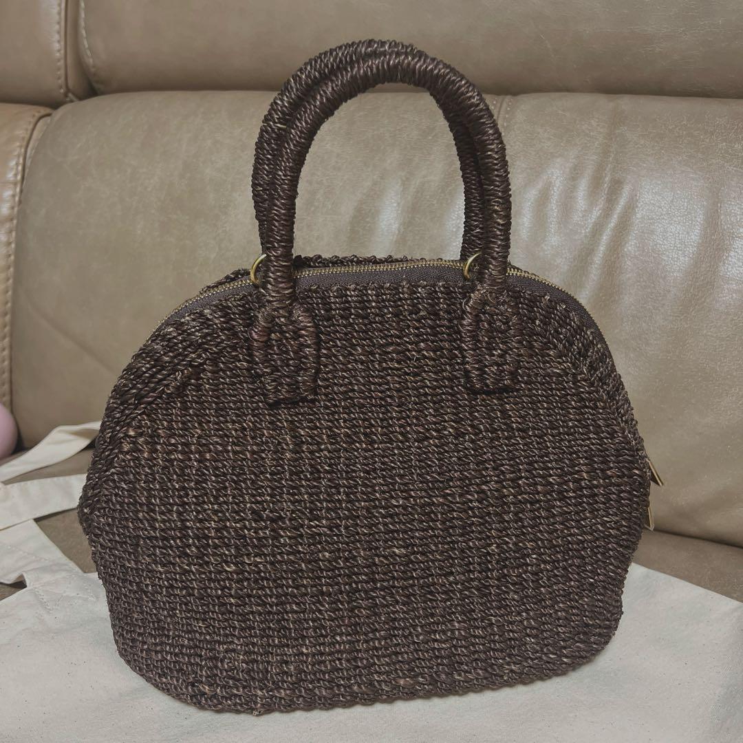 Manimaris アバカボストン mini チョコ　かごバッグ