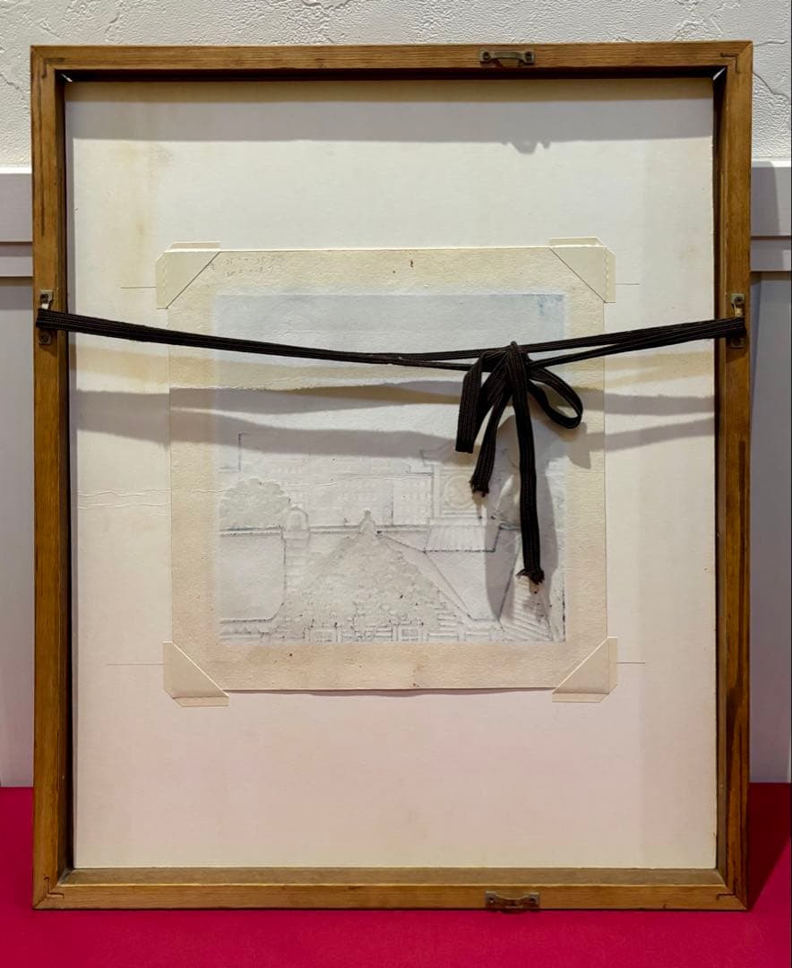 【木版画★松見八百造「夜の時計台」】【額装•作者サイン有•美品】