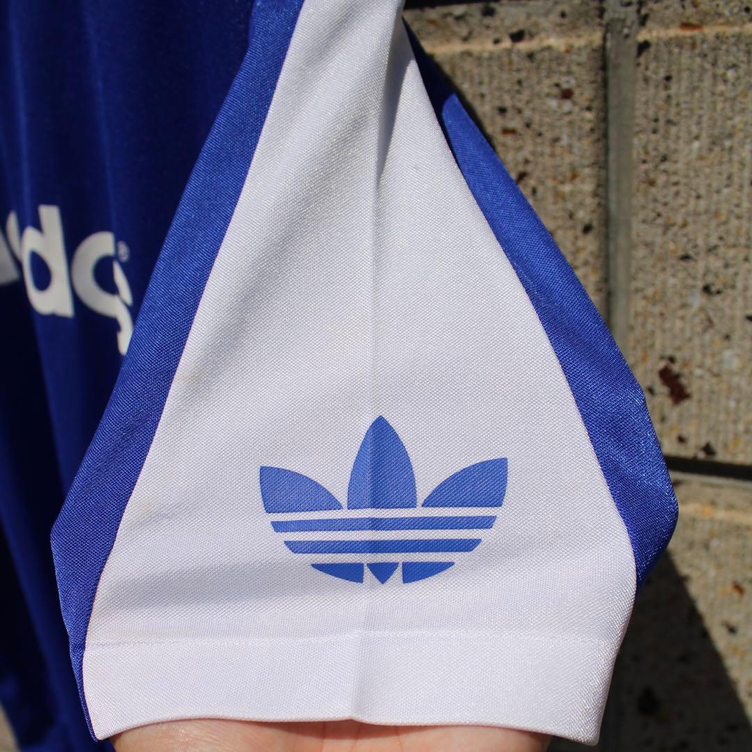 90's adidas 三つ葉ロゴ入りトリコロール 古着オールドウェア　デサント