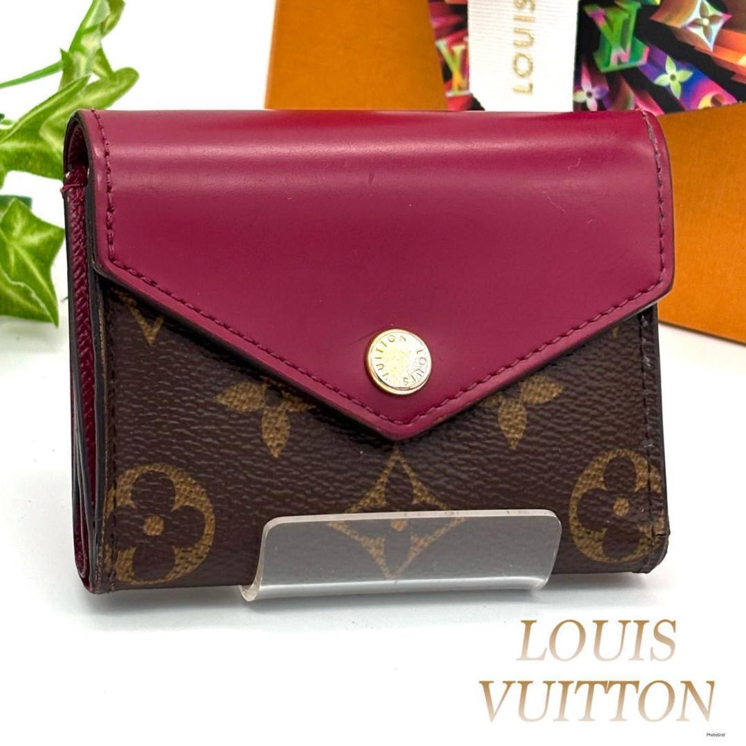 ルイヴィトン モノグラム ポルトフォイユ ゾエ 三つ折り財布 フューシャ ミニ