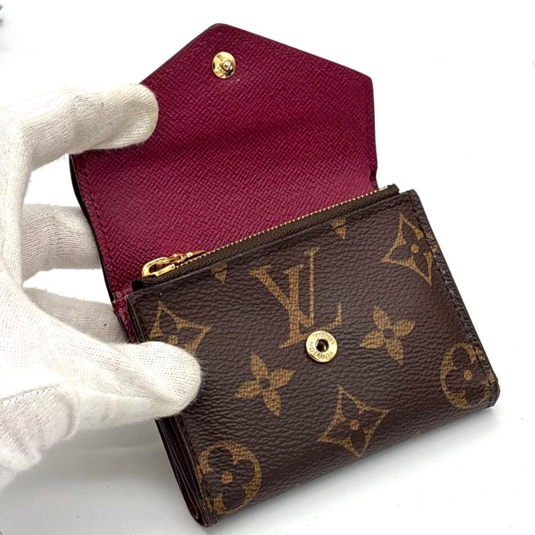 ルイヴィトン モノグラム ポルトフォイユ ゾエ 三つ折り財布 フューシャ ミニ