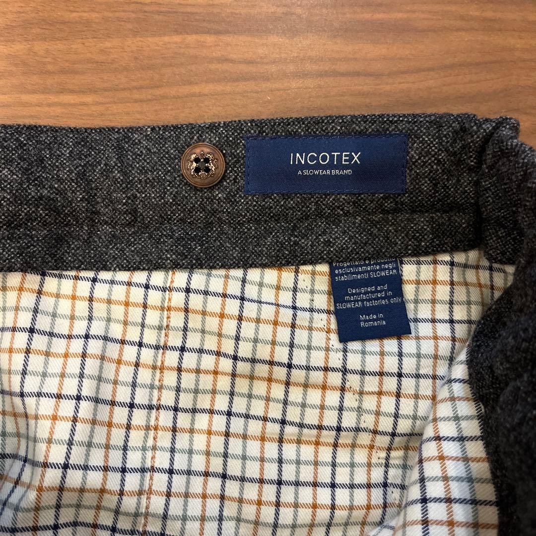 【未使用】INCOTEX インコテックス ウール グレー スラックス 48