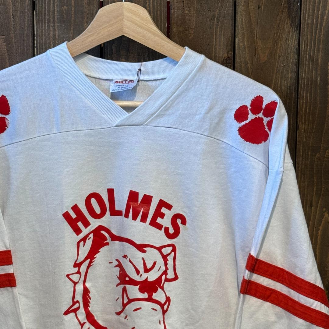 80s 90s ヴィンテージ フットボールT ラバープリント ブルドッグ