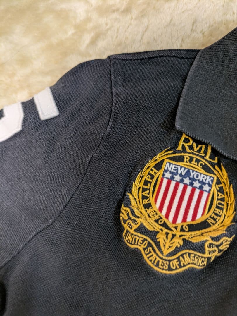 希少 Ralph Lauren ポロシャツ 黒 ビッグポニー new york