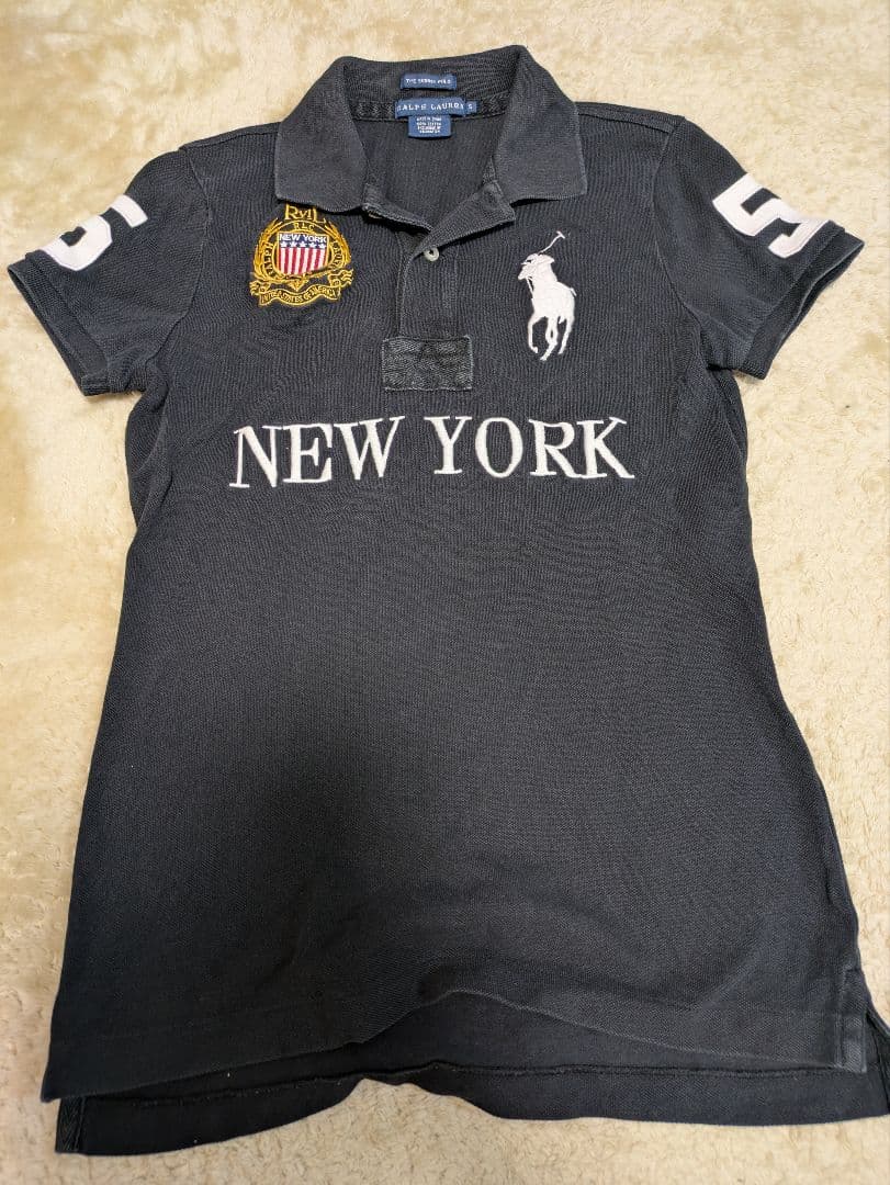 希少 Ralph Lauren ポロシャツ 黒 ビッグポニー new york