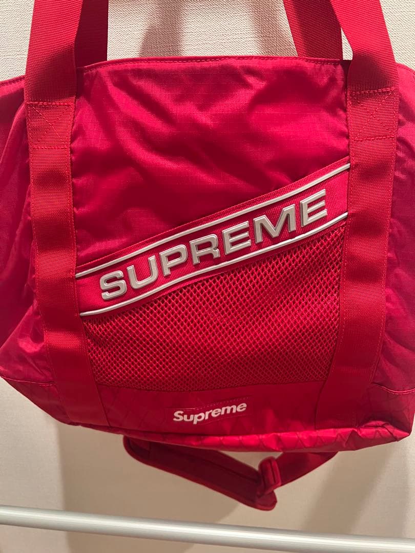 Supreme 赤 エコバッグ メッシュデザイン
