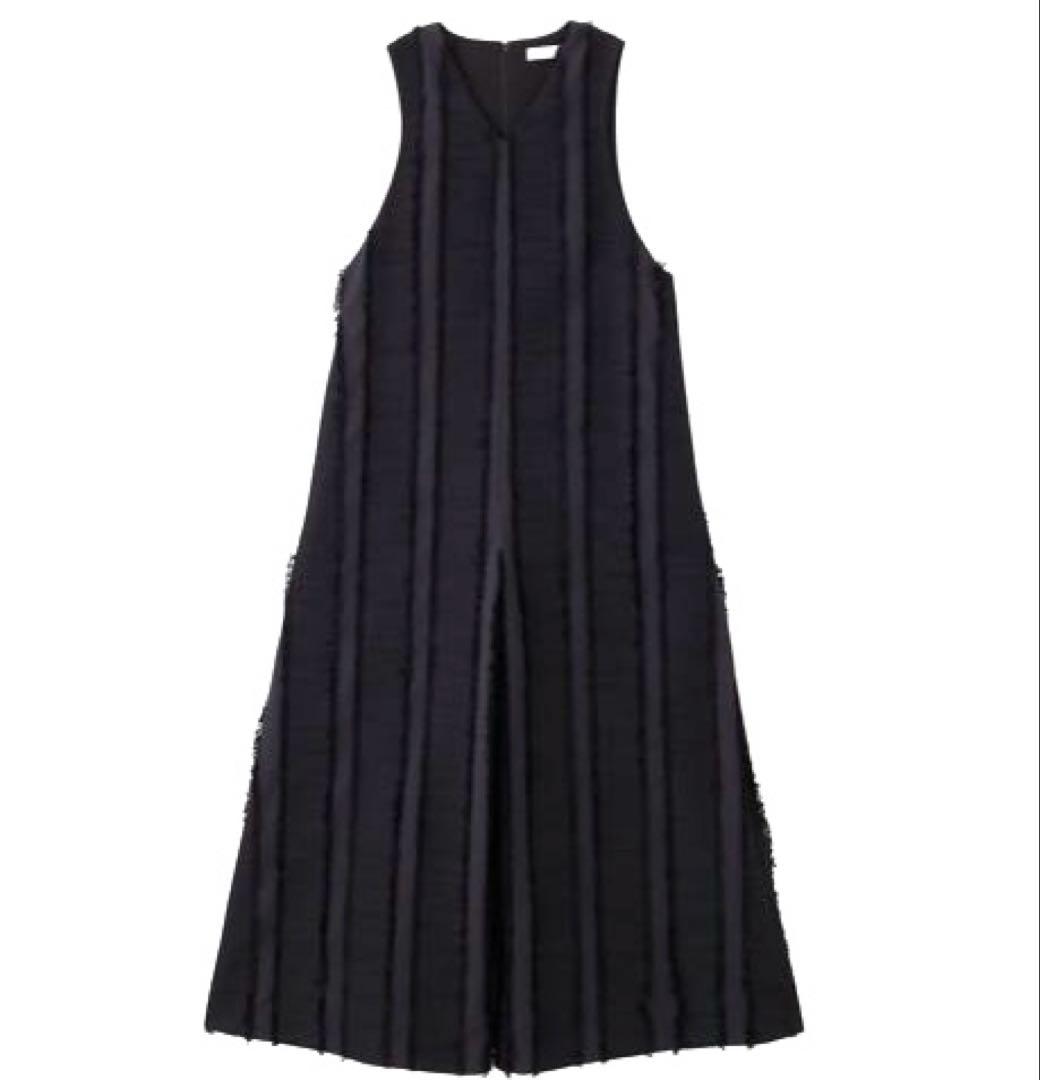 定価7万新品タグ付 アドーア フリンジストライプJQワンピース オールインワン黒