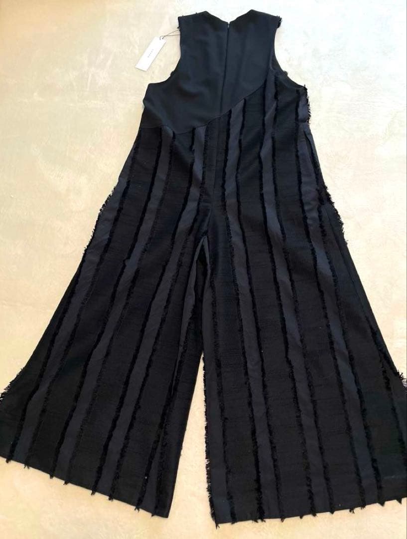 定価7万新品タグ付 アドーア フリンジストライプJQワンピース オールインワン黒