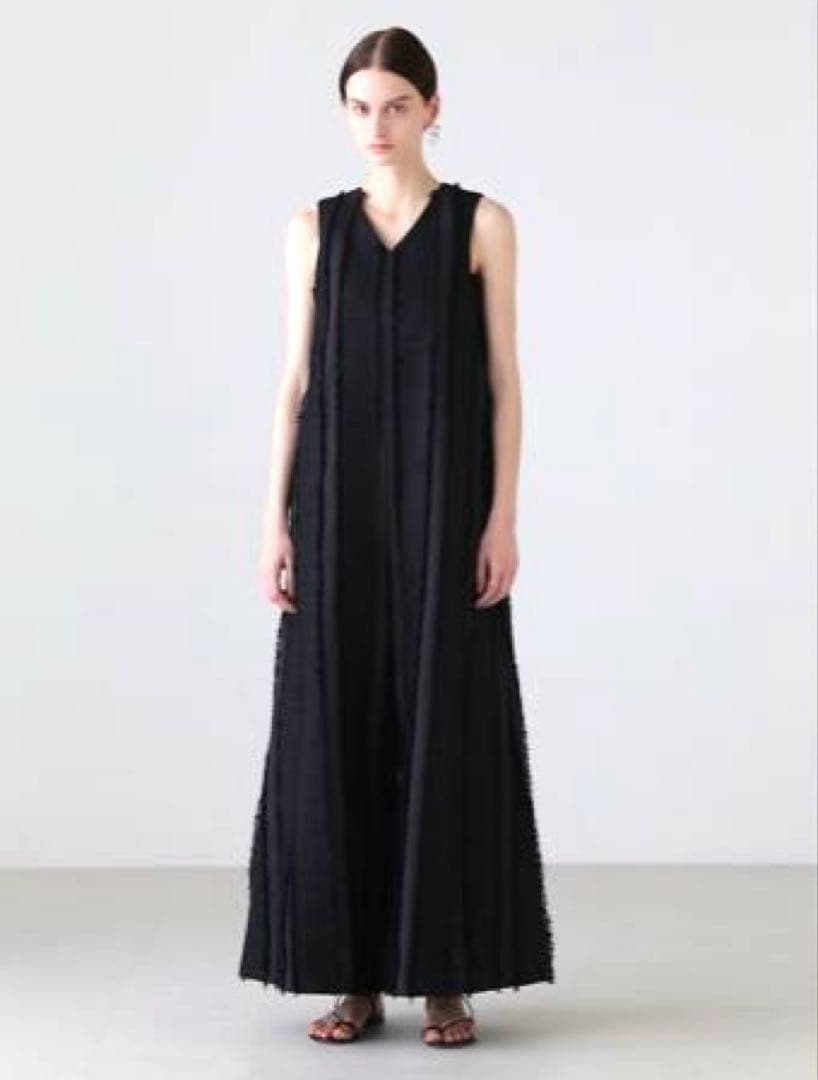 定価7万新品タグ付 アドーア フリンジストライプJQワンピース オールインワン黒