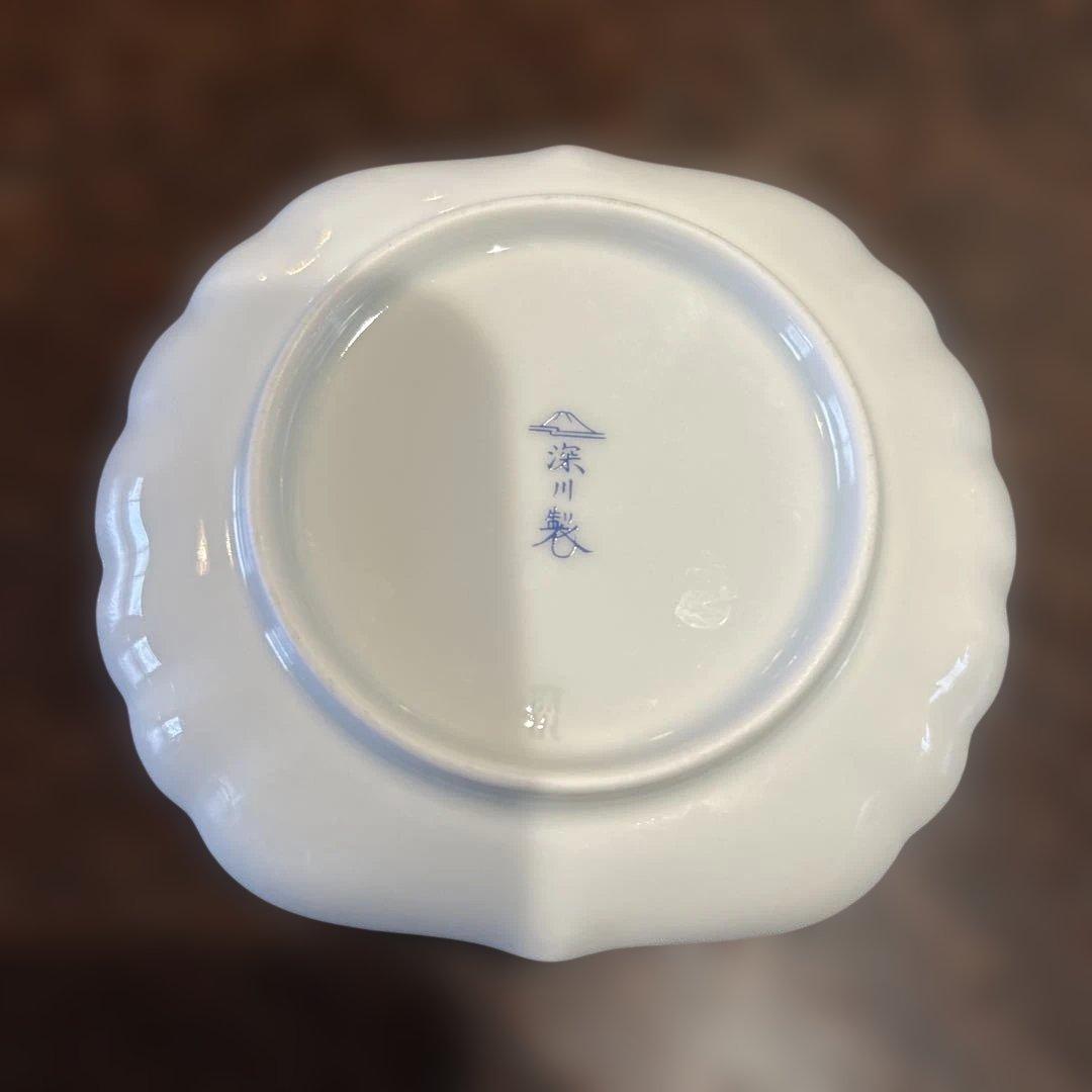 みずいろ　深川製磁　アントルテ　紅白梅皿　花ひょうたん菊割小皿二枚四点