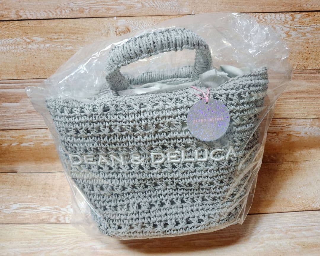 【新品未使用】DEAN & DELUCA クロッシェバスケットバッグSグレー