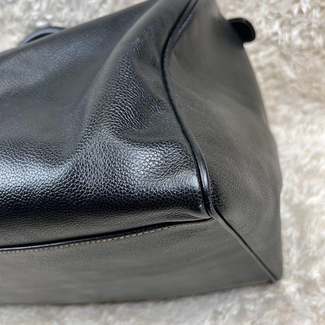 良品 dunhill 大容量 ボストンバッグ ゴールド金具 ブラック レザー