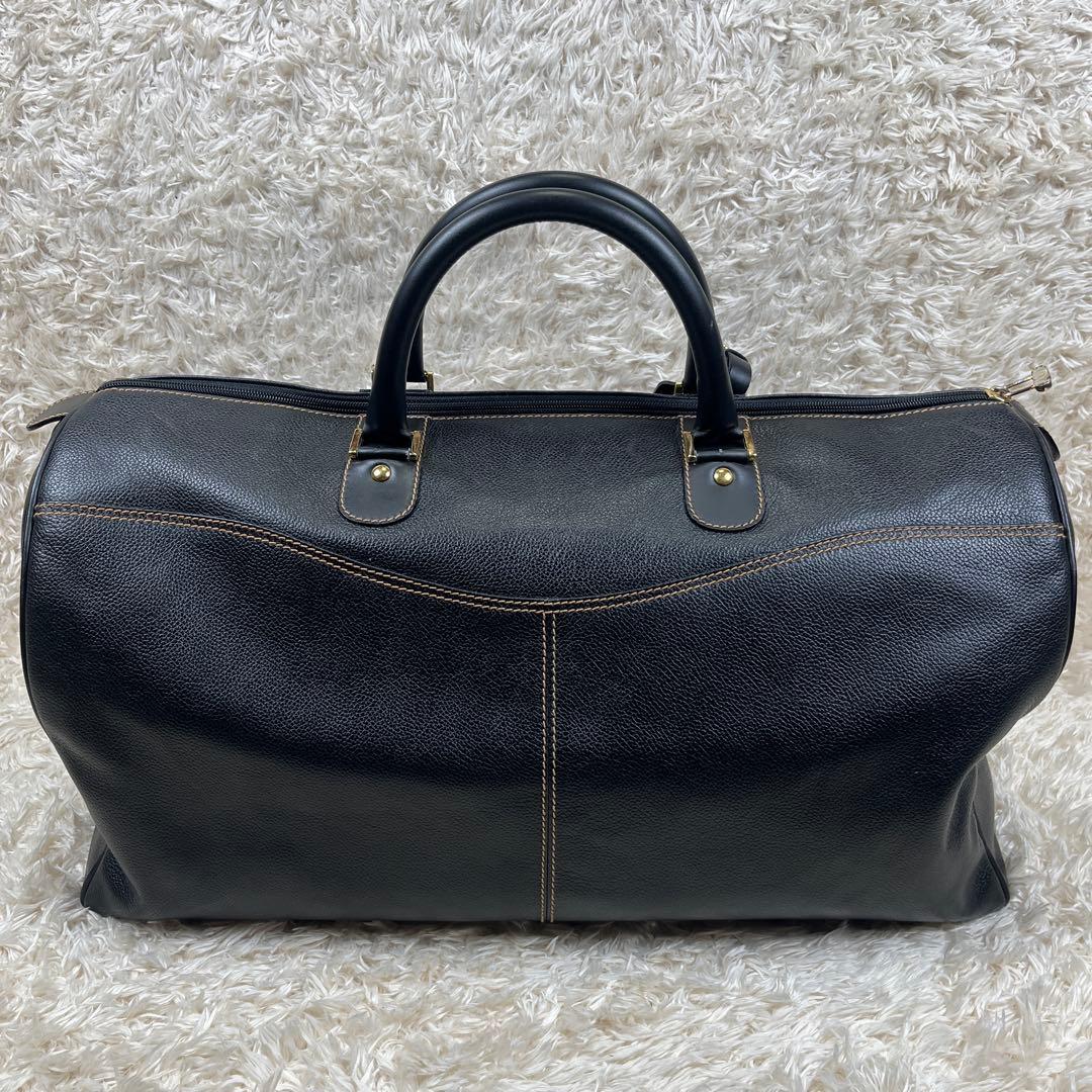 良品 dunhill 大容量 ボストンバッグ ゴールド金具 ブラック レザー