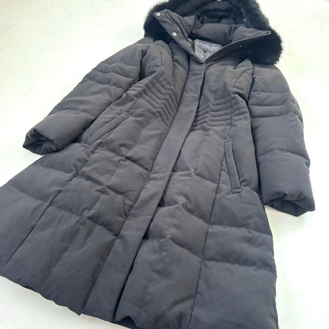 ルイルエブティック ウエストフィットロングダウンコート フォックス マット黒 M