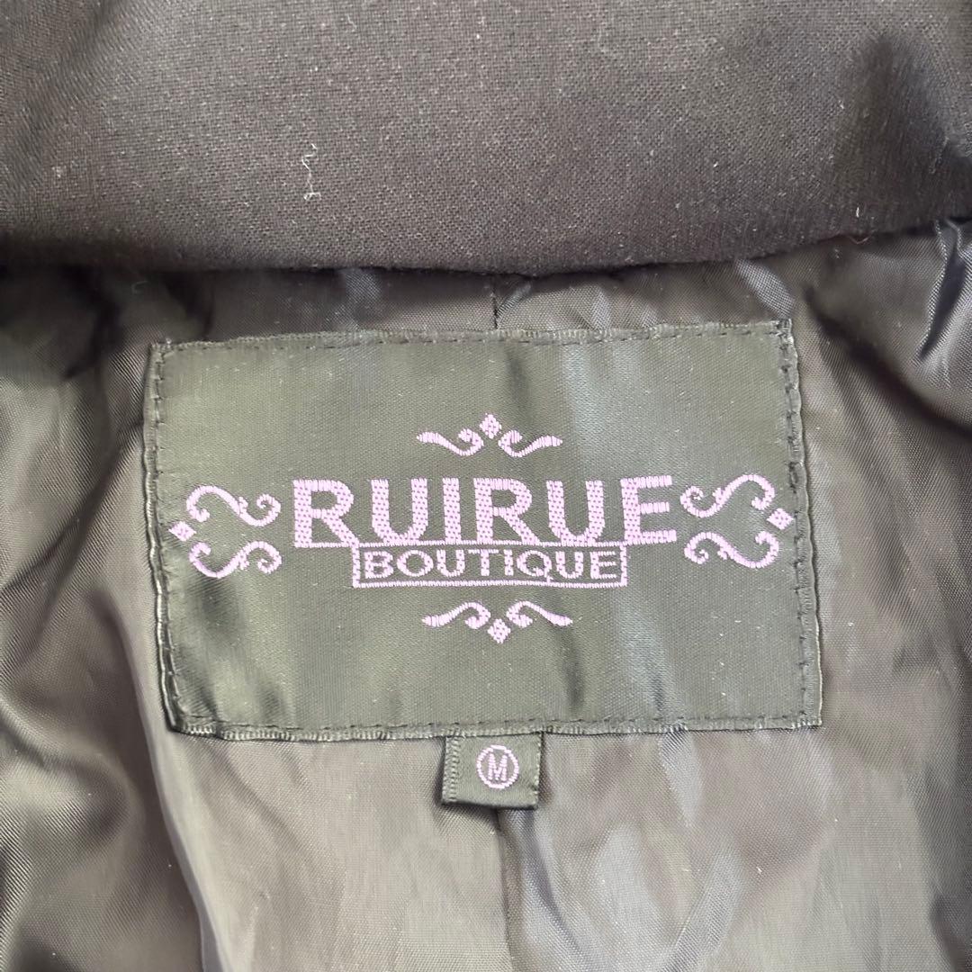 ルイルエブティック ウエストフィットロングダウンコート フォックス マット黒 M