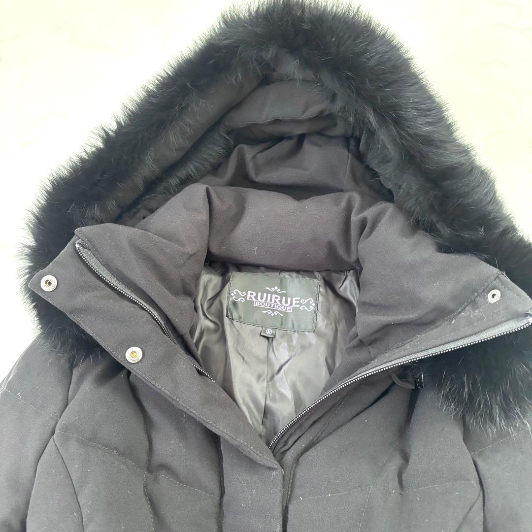 ルイルエブティック ウエストフィットロングダウンコート フォックス マット黒 M