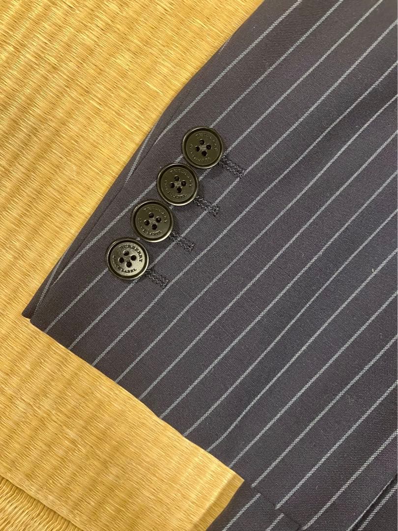 バーバリーブラックレーベル　ブルーストライプ　タスマニアウール