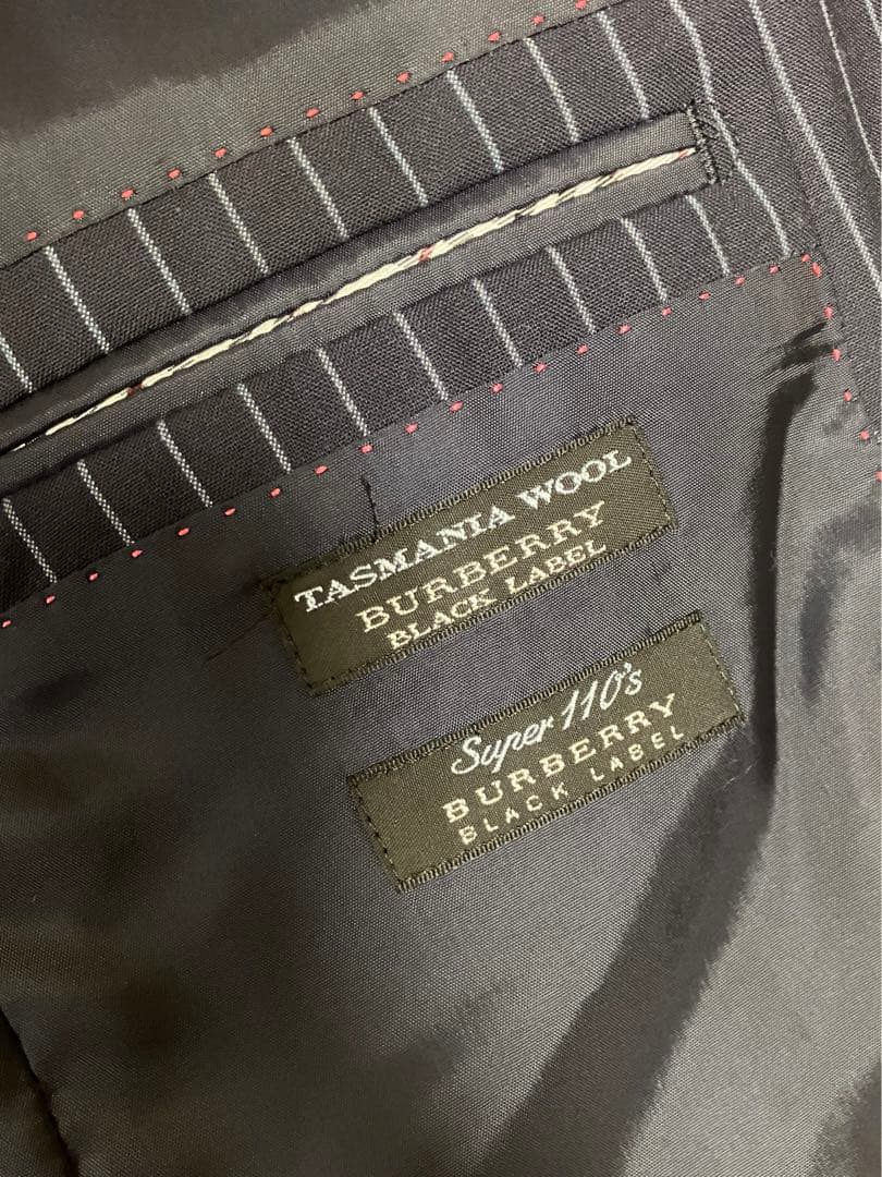 バーバリーブラックレーベル　ブルーストライプ　タスマニアウール