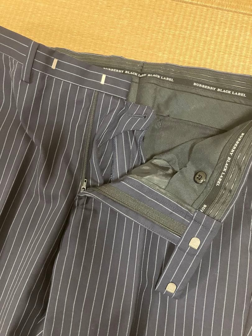 バーバリーブラックレーベル　ブルーストライプ　タスマニアウール