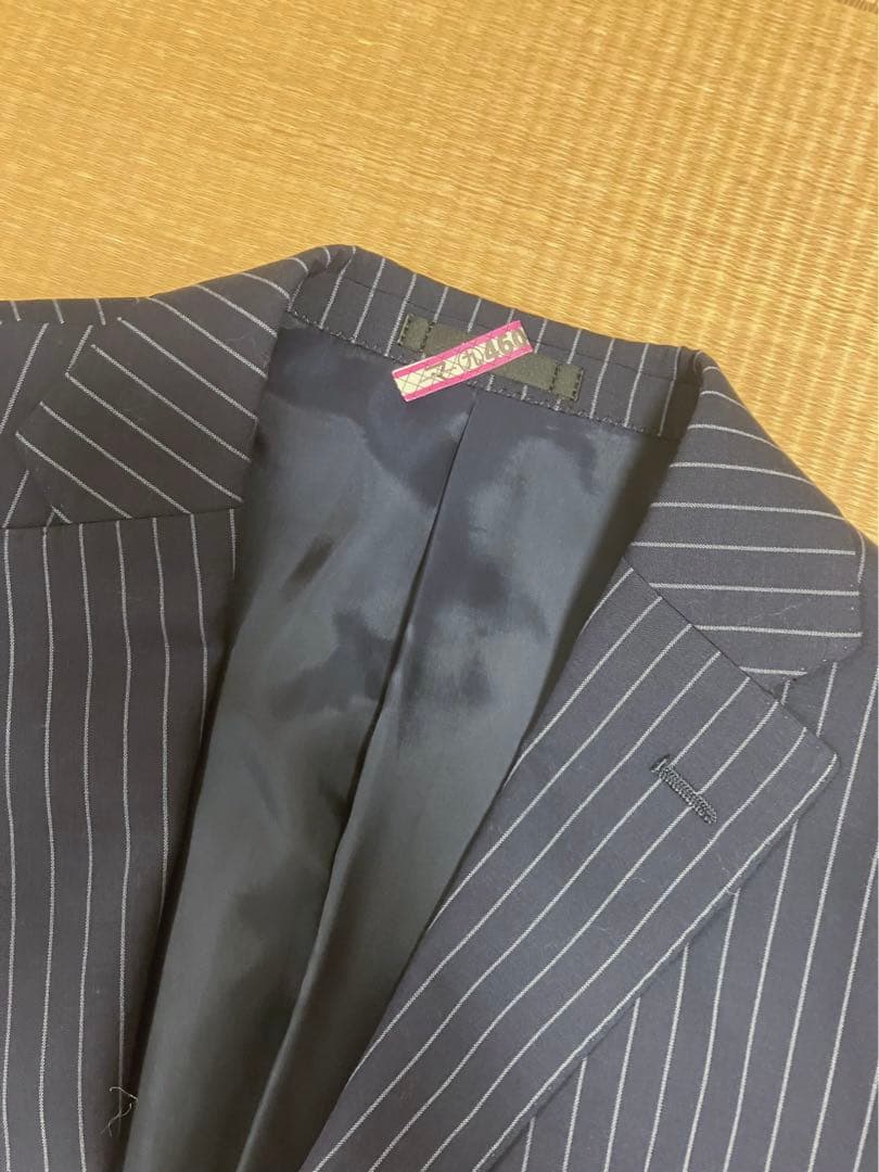 バーバリーブラックレーベル　ブルーストライプ　タスマニアウール