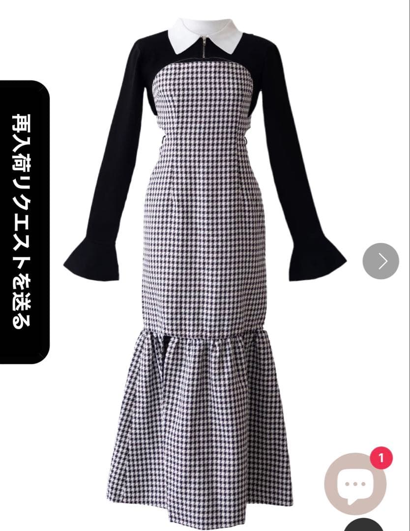 ワンピース Randy Back open houndstooth ensemble