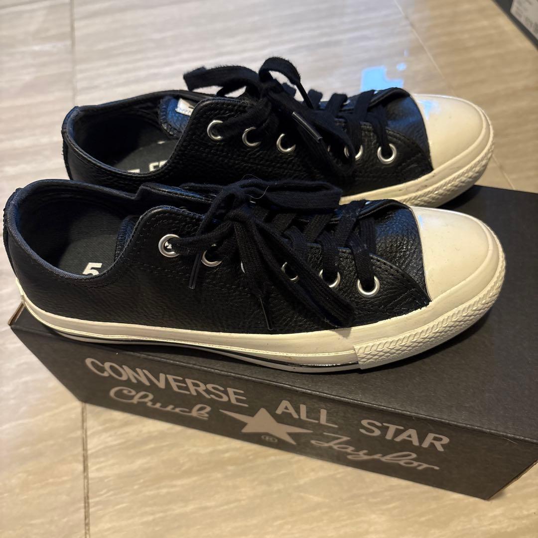 ★週末セール★MHL. CONVERSE レザースニーカー ブラック 5