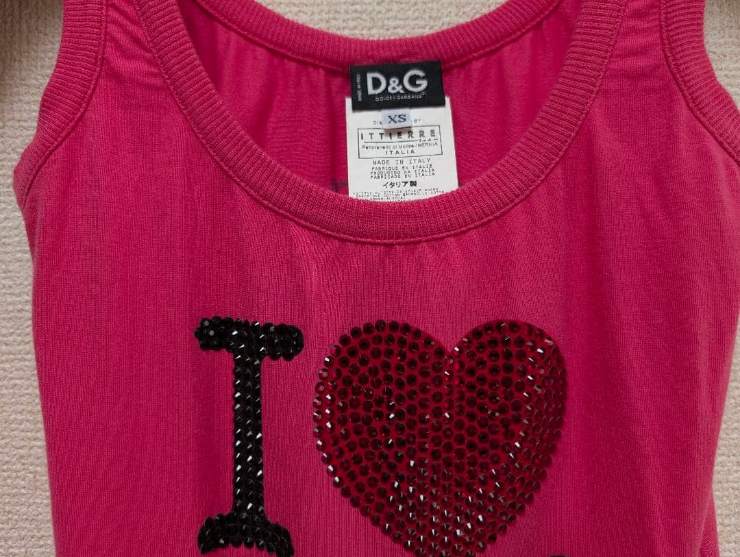 D&G ドルチェ&ガッバーナ ラインストーン タンクトップ XS ピンク