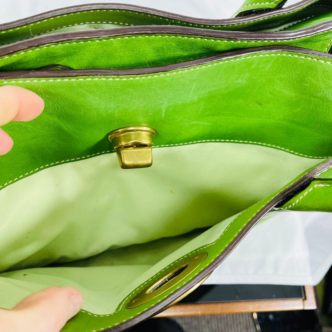 COACHコーチ グリーン マデリントートバッグ チャーム付き　11554P