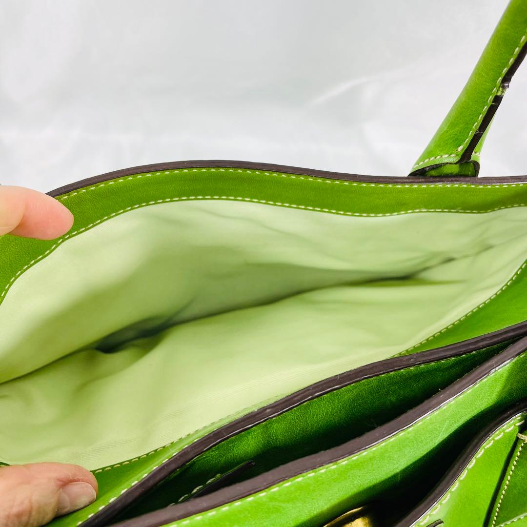 COACHコーチ グリーン マデリントートバッグ チャーム付き　11554P