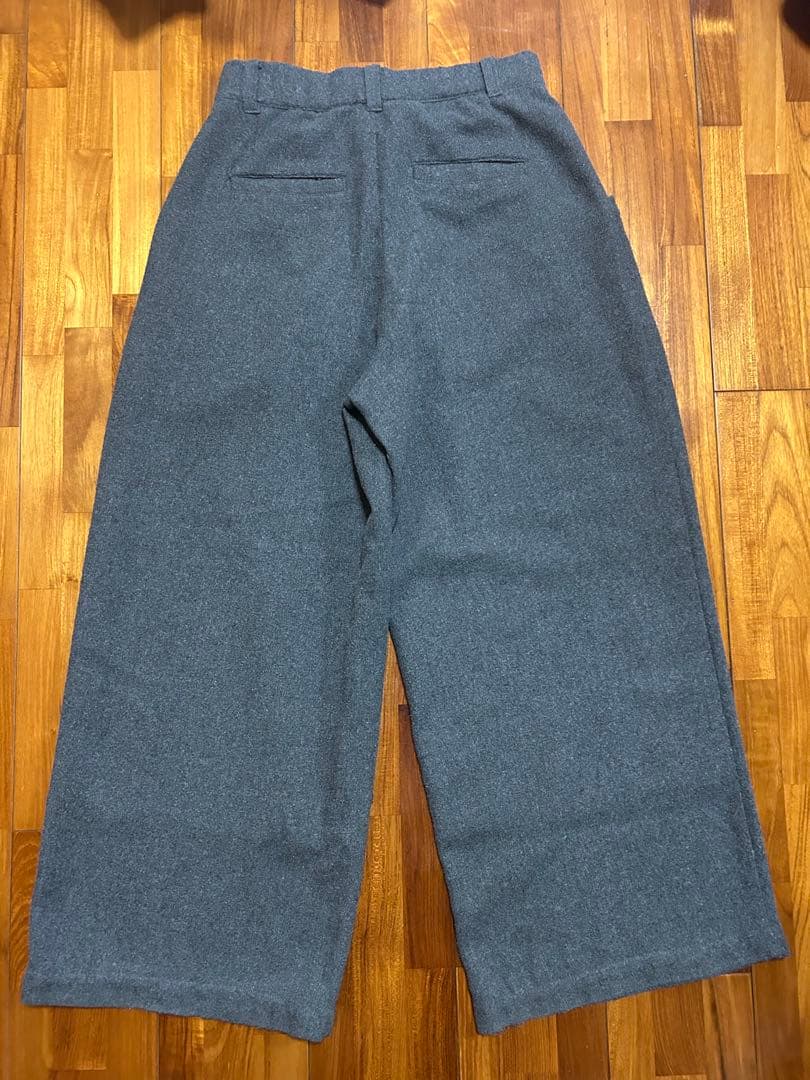 極太 バギーパンツ スラックス グレー　ワイド バギー スラックス　ウール