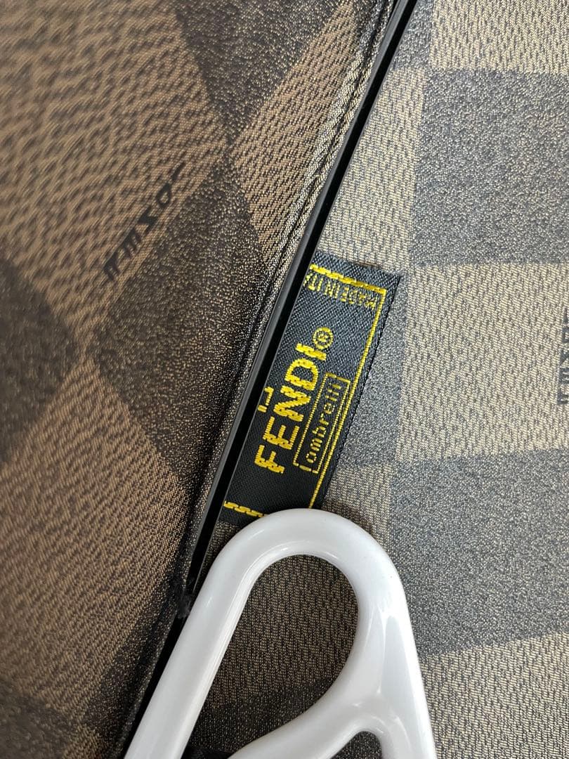 Fendi チェック柄長傘 ブラウン系