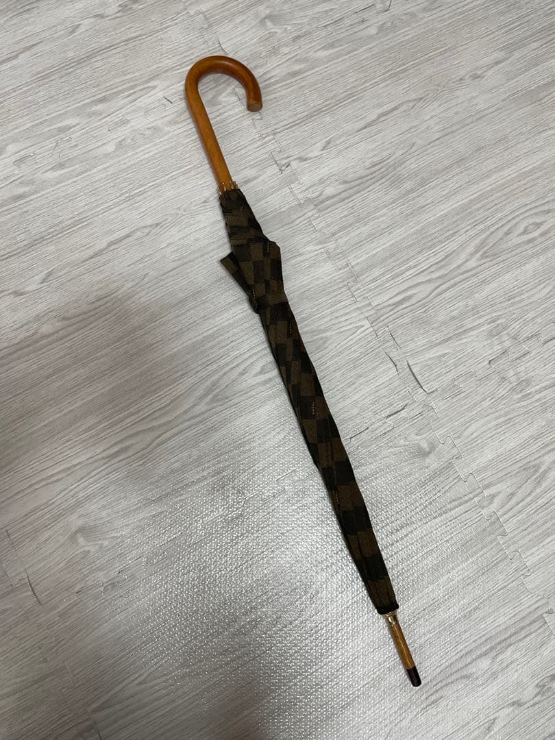 Fendi チェック柄長傘 ブラウン系