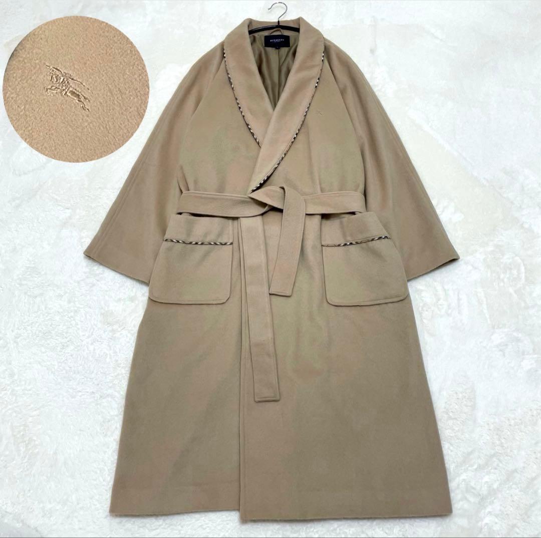 【美品】バーバリーロンドン ホースロゴ ノバチェック ガウンコート ベージュ L