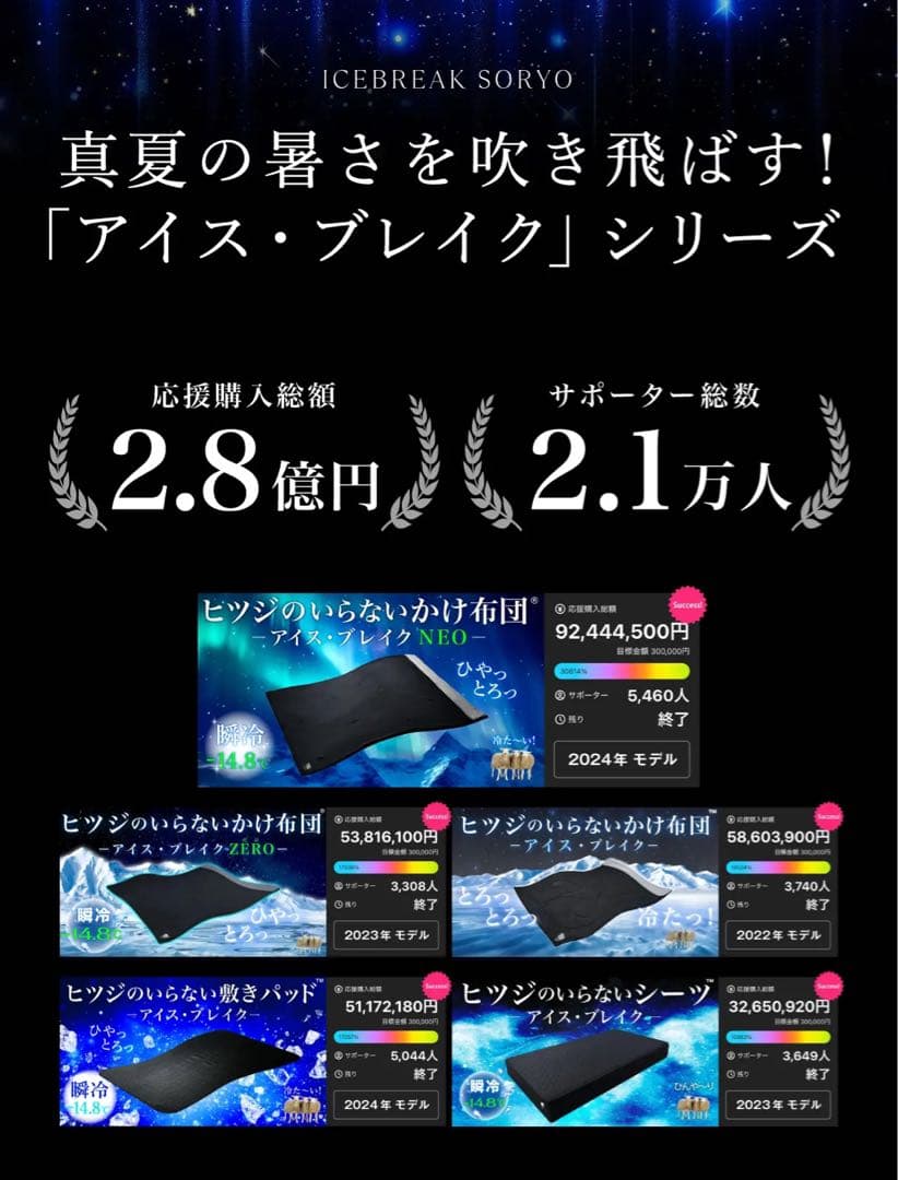 【新品】2025冷感ヒツジのいらない掛け布団 アイス・ブレイク-14.8℃