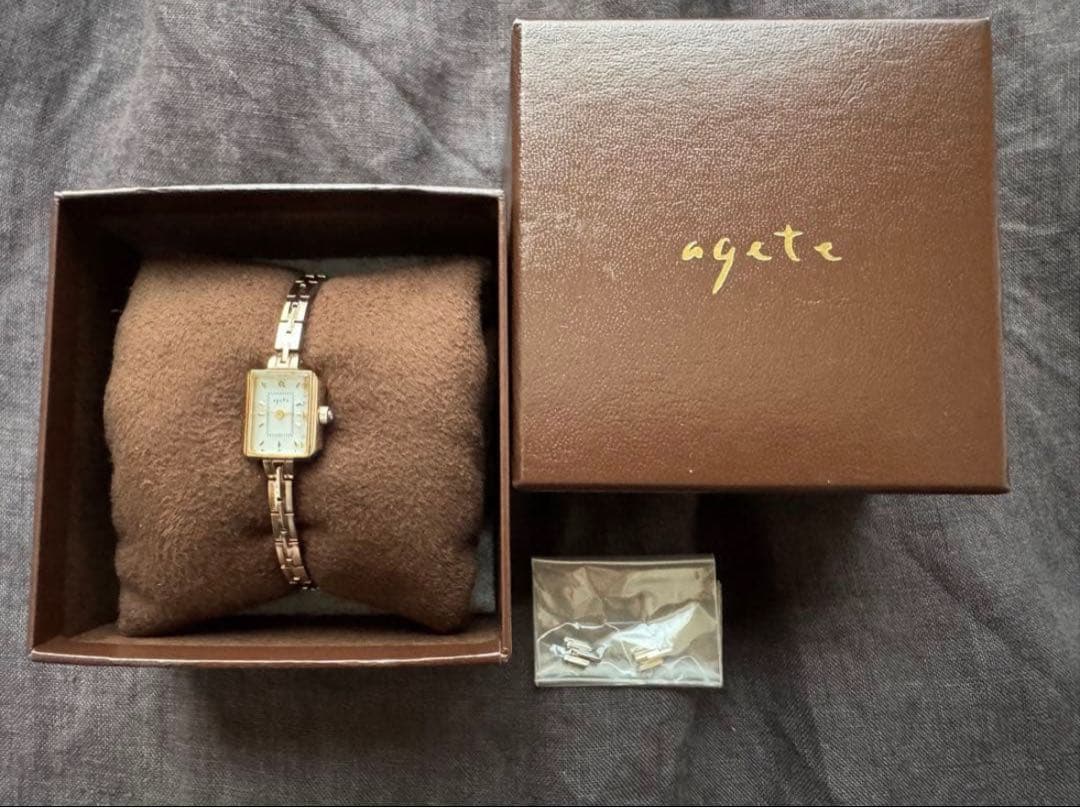 agete アガット スクエアフェイスジュエリーウォッチ