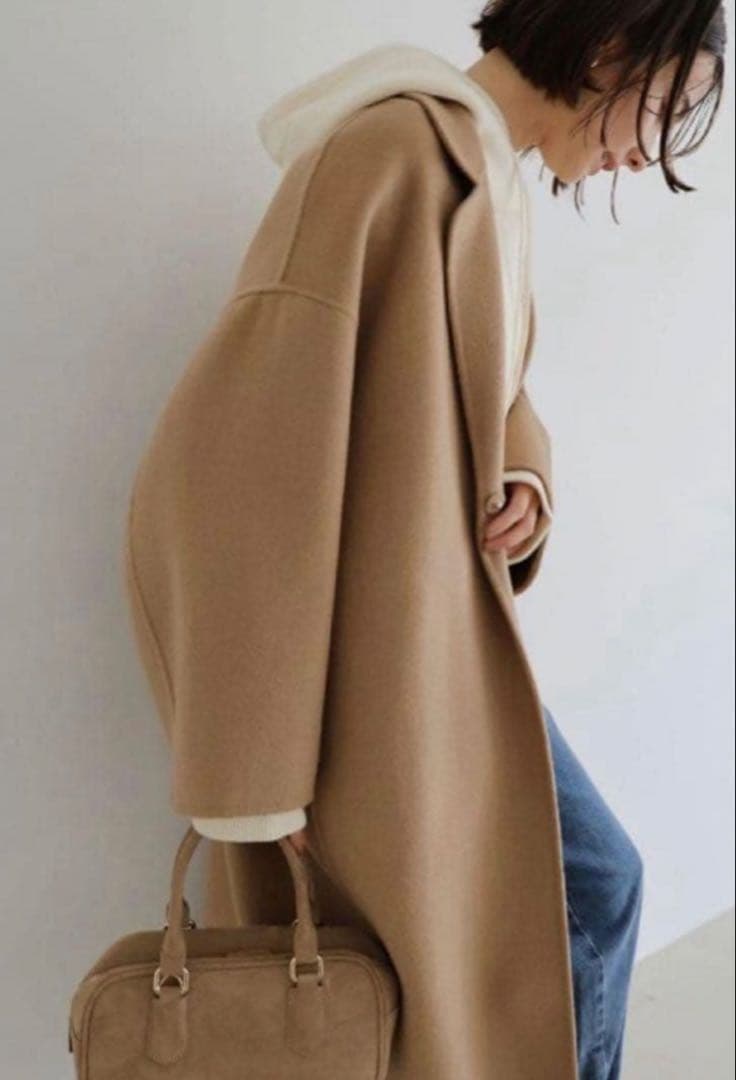 土日限定値下げ　新品未使用　エバーネイビー　リバーロングコクーンコート　MT