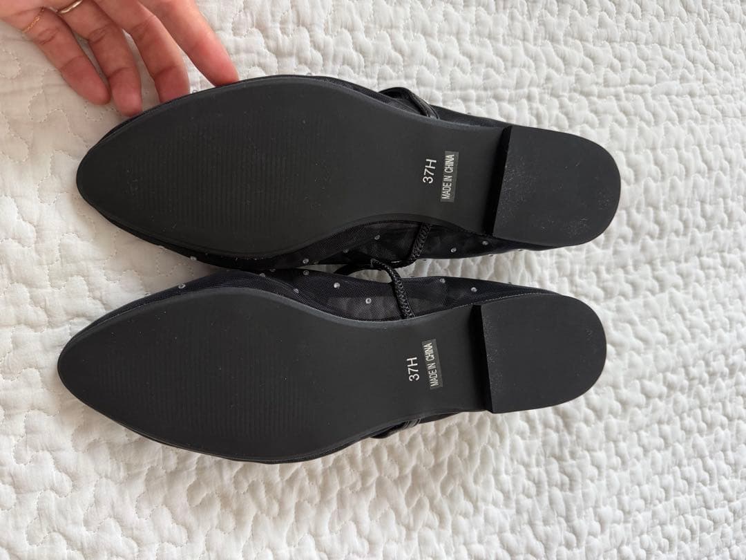 【UNITED ARROWS】メッシュ ビジュー フラットシューズ37h